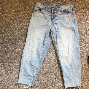 Old Navy Blue Ankle Cropped Jeans with Distressed Hem